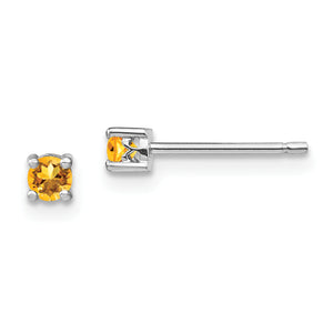 Citrine Stud Earrings in Sterling Silver, 3mm - Sophia Jewelers