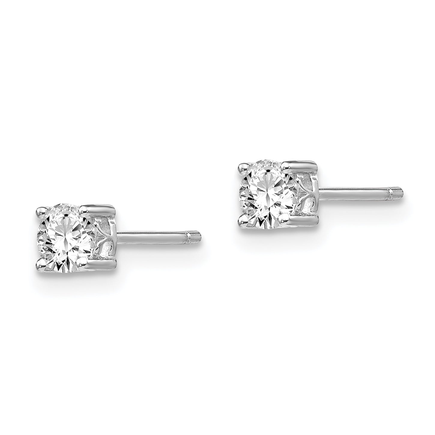 Sterling Silver 4mm Round White Topaz Stud Earrings with Polished Finish Secondary image