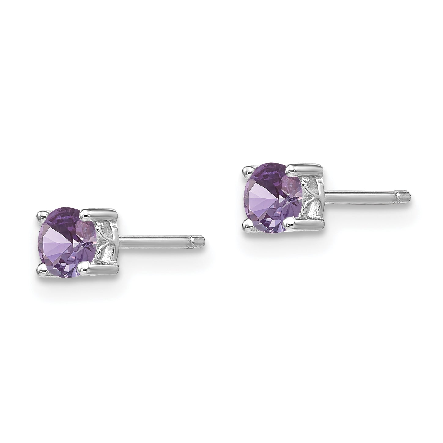Sophia Jewelers Rhodium-Plated Sterling Silver Garnet Stud Earrings  Polished 4mm Round