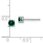 Sterling Silver 4mm Lab-Created Emerald Stud Earrings  Polished, Birthstone Design