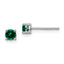 Sterling Silver Rhodium-plated 4mm Round Created Emerald Post Earrings