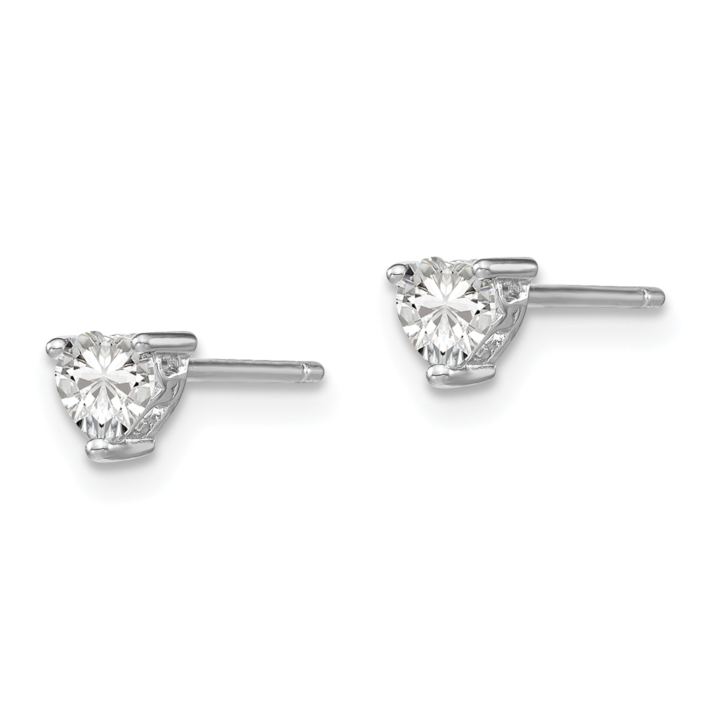 Sophia Jewelers 925 Sterling Silver Heart White Topaz Stud Earrings  Polished Rhodium Finish