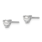 Sophia Jewelers 925 Sterling Silver Heart White Topaz Stud Earrings  Polished Rhodium Finish