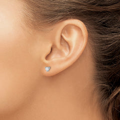Sophia Jewelers 925 Sterling Silver Heart White Topaz Stud Earrings  Polished Rhodium Finish