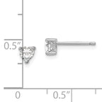Sophia Jewelers 925 Sterling Silver Heart White Topaz Stud Earrings  Polished Rhodium Finish