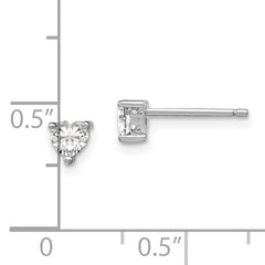 Sophia Jewelers 925 Sterling Silver Heart White Topaz Stud Earrings  Polished Rhodium Finish