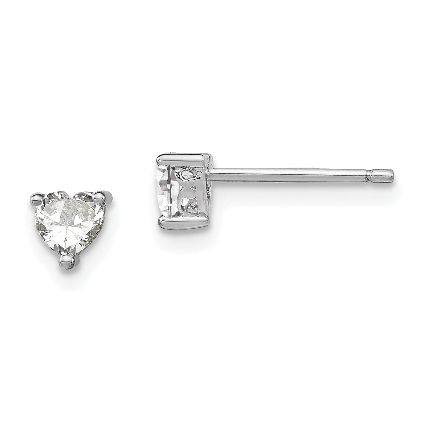 Sterling Silver Rhodium-plated 4mm Heart White Topaz Post Earrings Main image