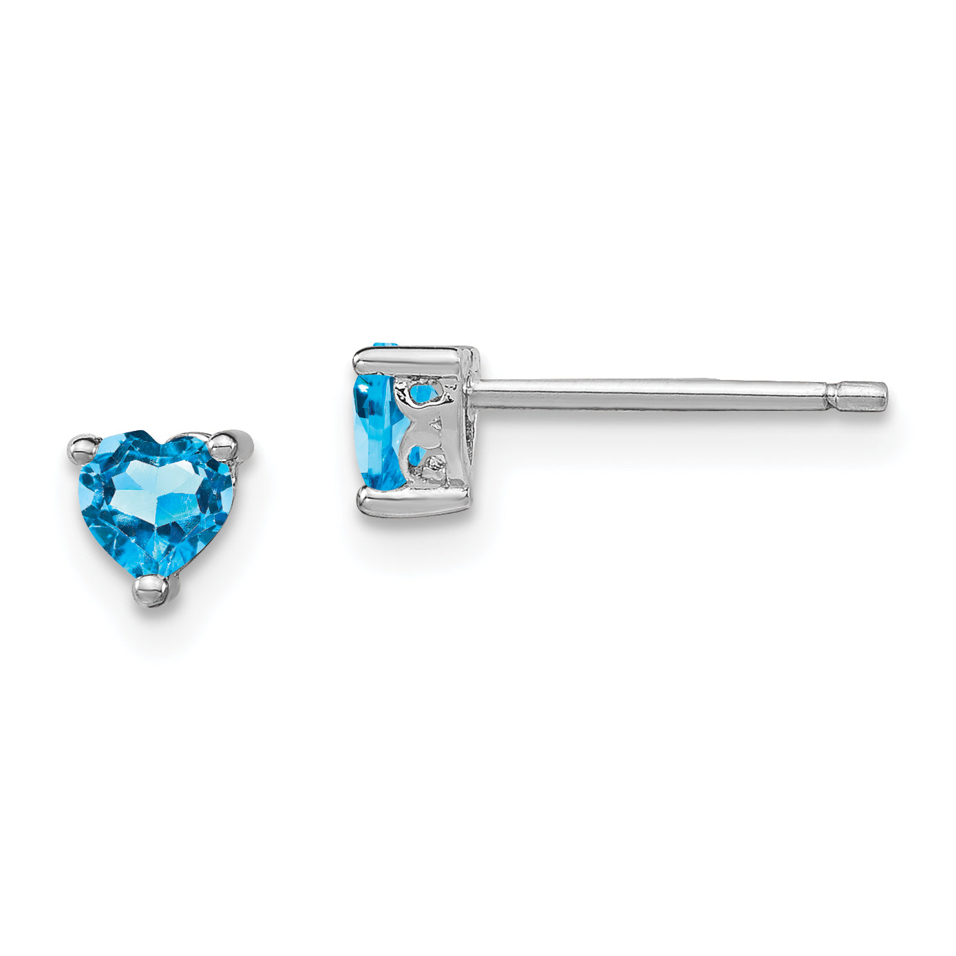 Sterling Silver Rhod-pltd 4mm Heart Swiss Blue Topaz Post Earrings Main image