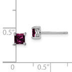 Sophia Jewelers: Sterling Silver Rhodolite Garnet Princess-Cut Stud Earrings, Rhodium Plated