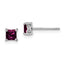 Sterling Silver Rhod-pltd 4mm Princess Rhodolite Garnet Post Earrings