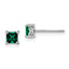 Sterling Silver Rhod-pltd 4mm Princess Created Emerald Post Earrings