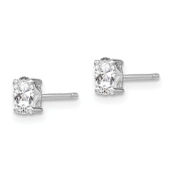 Sophia Jewelers Sterling Silver Oval White Topaz Stud Earrings  Polished, April Birthstone