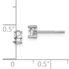 Sophia Jewelers Sterling Silver Oval White Topaz Stud Earrings  Polished, April Birthstone