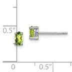 Sterling Silver 5x3mm Oval Peridot Stud Earrings  Polished Rhodium Finish