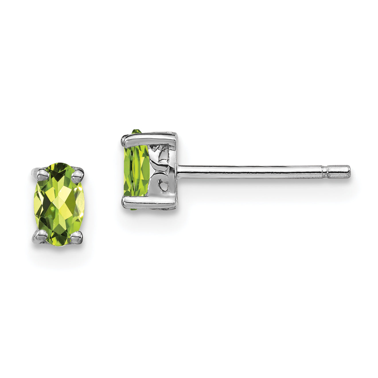 Sterling Silver Rhodium-plated 5x3mm Oval Peridot Post Earrings Main image