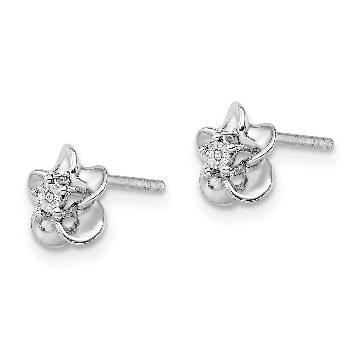 Sophia Jewelers Sterling Silver Floral Diamond Post Earrings  Polished & Lightweight Secondary image