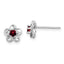 Sterling Silver Rhodium-plated Floral Garnet Post Earrings