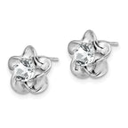 Sterling Silver Rhodium-Plated White Topaz Floral Earrings Elegant, Lightweight Design