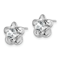 Sterling Silver Rhodium-Plated White Topaz Floral Earrings Elegant, Lightweight Design