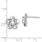 Sterling Silver Rhodium-Plated White Topaz Floral Earrings Elegant, Lightweight Design