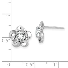 Sterling Silver Rhodium-Plated White Topaz Floral Earrings Elegant, Lightweight Design