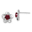 Sterling Silver Rhodium-plated Floral Created Ruby Post Earrings