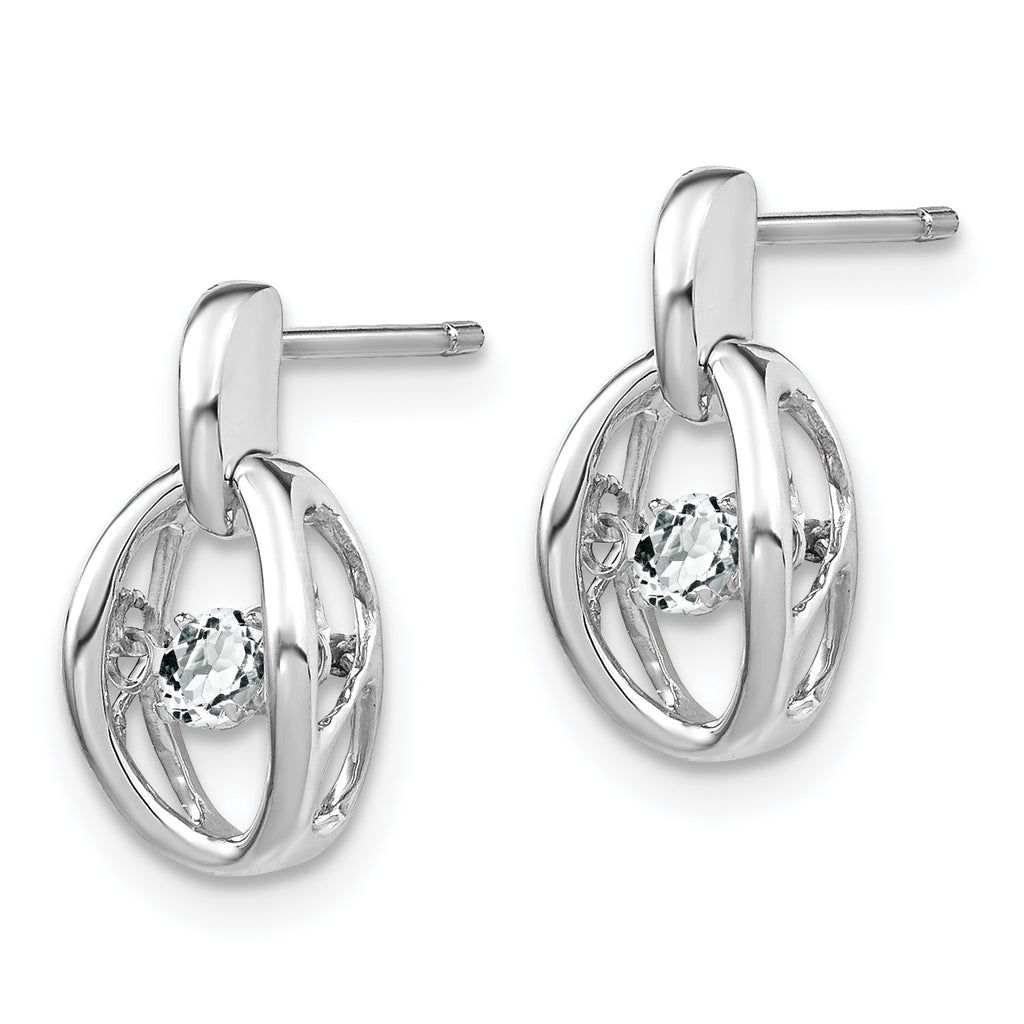 Sterling Silver Rhodium CZ Birthstone Earrings with Polished Finish