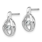 Sterling Silver Rhodium CZ Birthstone Earrings with Polished Finish