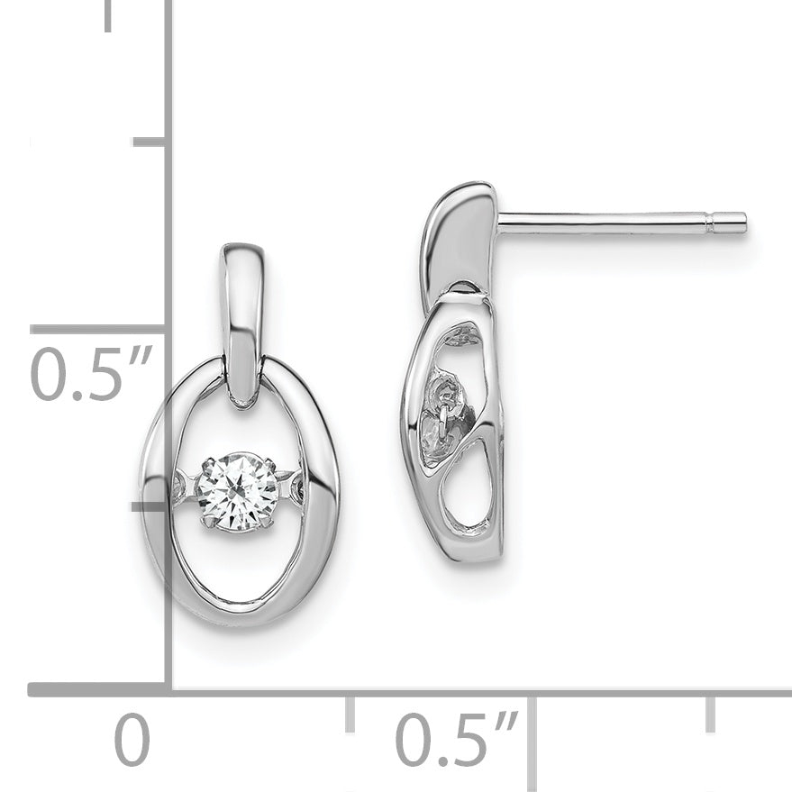 Sterling Silver Rhodium CZ Birthstone Earrings with Polished Finish