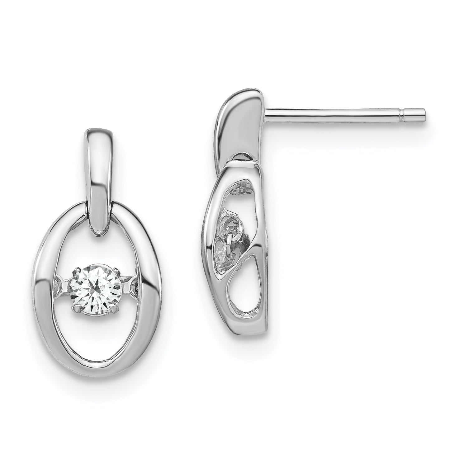 Sterling Silver Rhodium CZ Birthstone Vibrant Earrings Main image