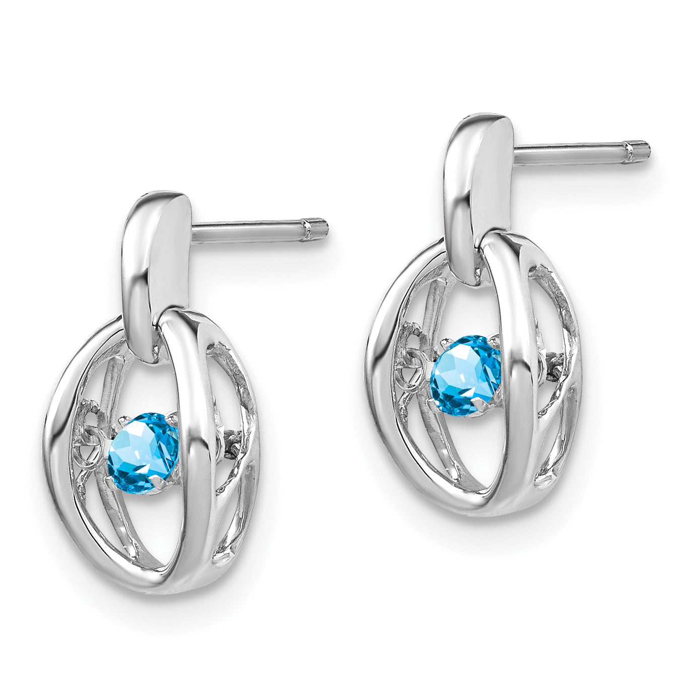 Sophia Jewelers Sterling Silver Blue Topaz Drop Earrings with Rhodium Finish Secondary image