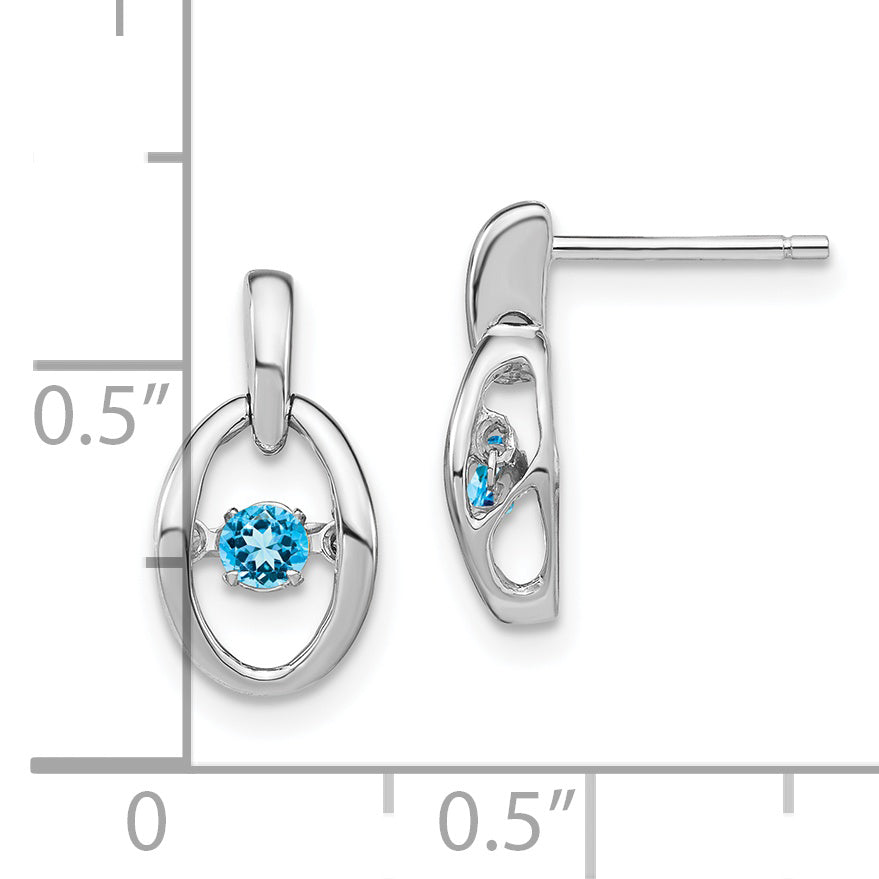 Sterling Silver Rhodium Blue Topaz Birthstone Vibrant Earrings