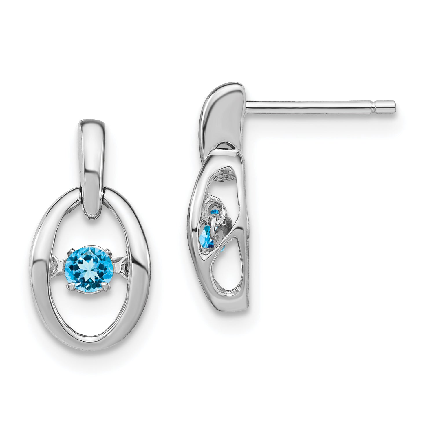 Sterling Silver Rhodium Blue Topaz Birthstone Vibrant Earrings Main image