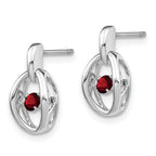 Sterling Silver 925 Garnet Birthstone Dangle Earrings with Rhodium Finish