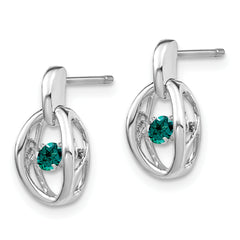 Sterling Silver Rhodium Created Alexandrite Birthstone Vibrant Earrings