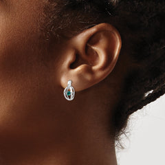 Sterling Silver Rhodium Created Alexandrite Birthstone Vibrant Earrings