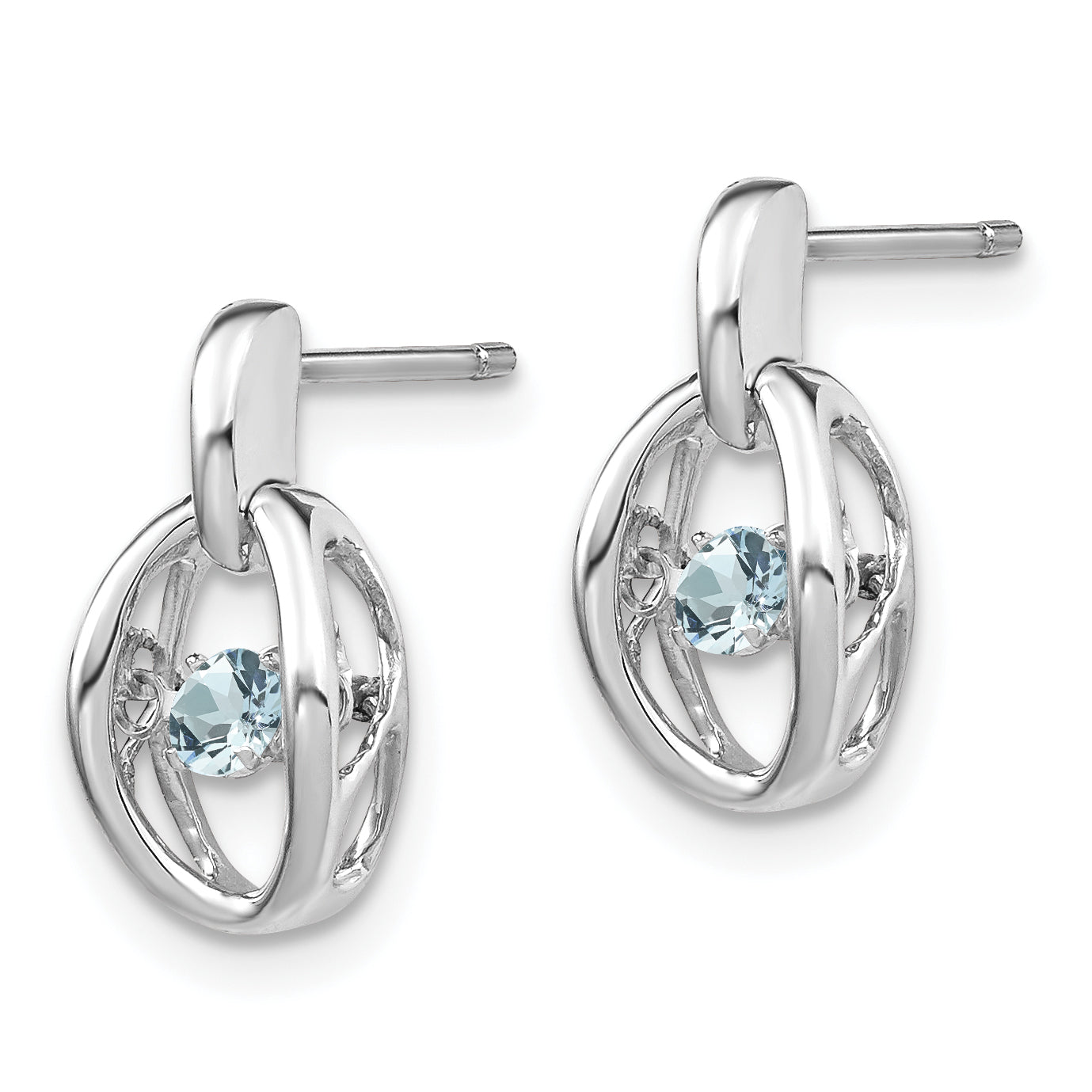 Sophia Jewelers 925 Sterling Silver Aquamarine Drop Earrings with Polished Rhodium Finish Secondary image