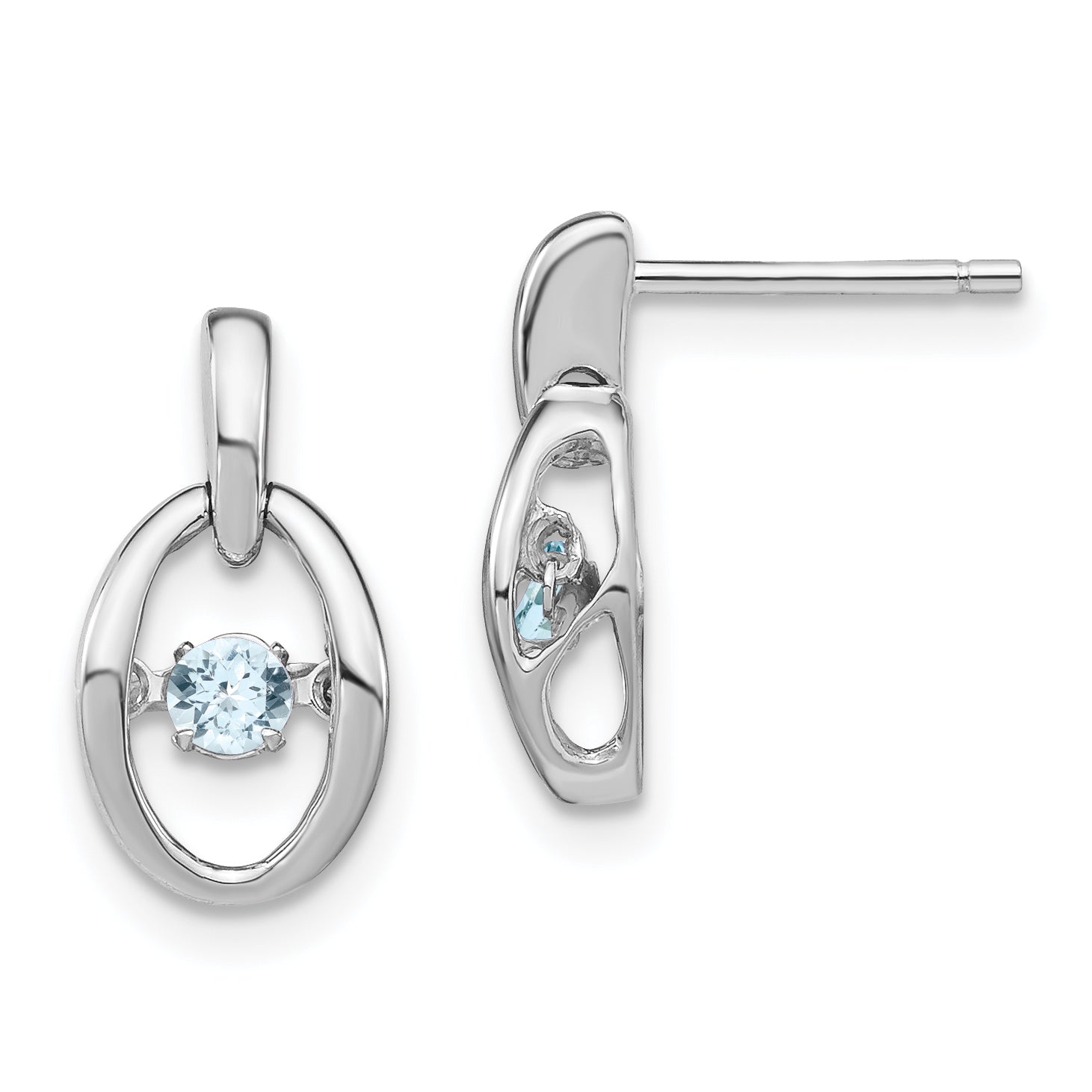 Sterling Silver Rhodium Aquamarine Birthstone Vibrant Earrings Main image