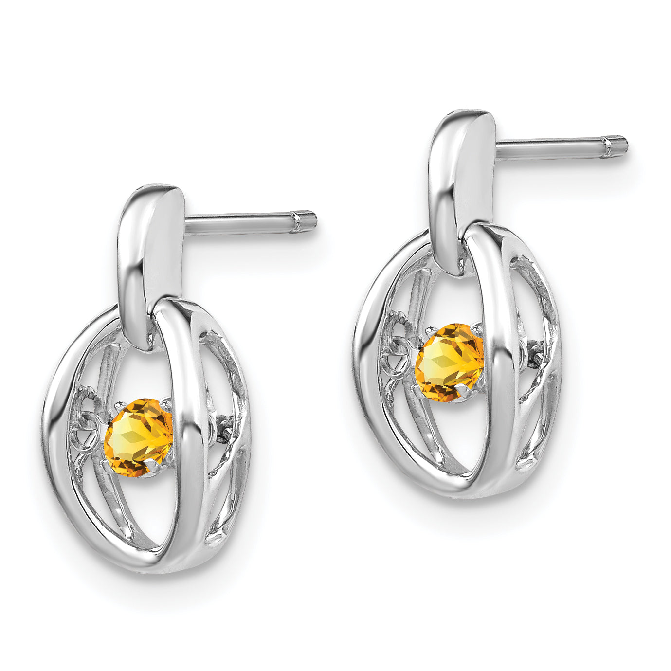 Sterling Silver Citrine Birthstone Earrings with Rhodium Finish  November Secondary image