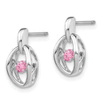 Sophia Jewelers 925 Sterling Silver Pink CZ Birthstone Dangle Earrings Polished Finish