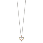 Sterling Silver 12K Gold Open Heart Necklace with Rhodium Finish