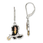 Landstrom's Mt. Rushmore Black Hills Sterling Silver 12K Gold Accents Antiqued Cowboy Boot with 10K Spur Dangle Leverback Earrings