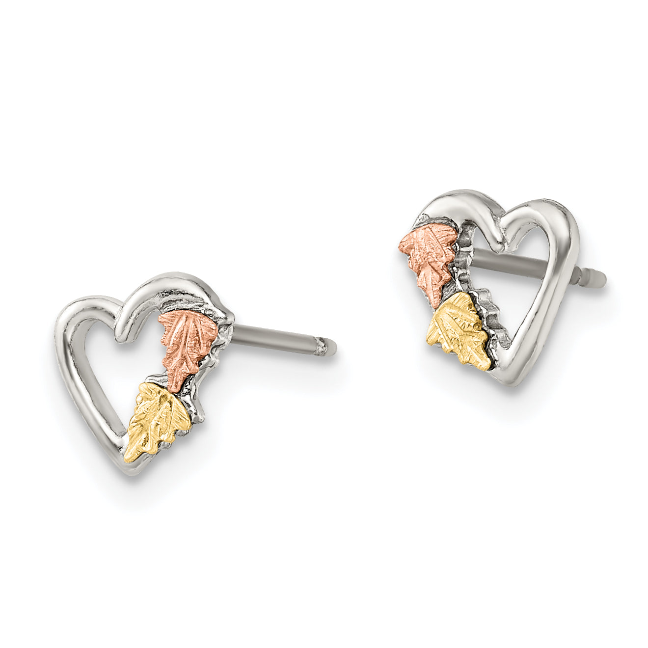 Landstrom's Mt. Rushmore Black Hills Sterling Silver 12K Gold Accents Heart Post Stud Earrings Secondary image