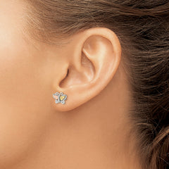 Sterling Silver 12K Gold Accent Butterfly Earrings with Rhodium Plating for Women