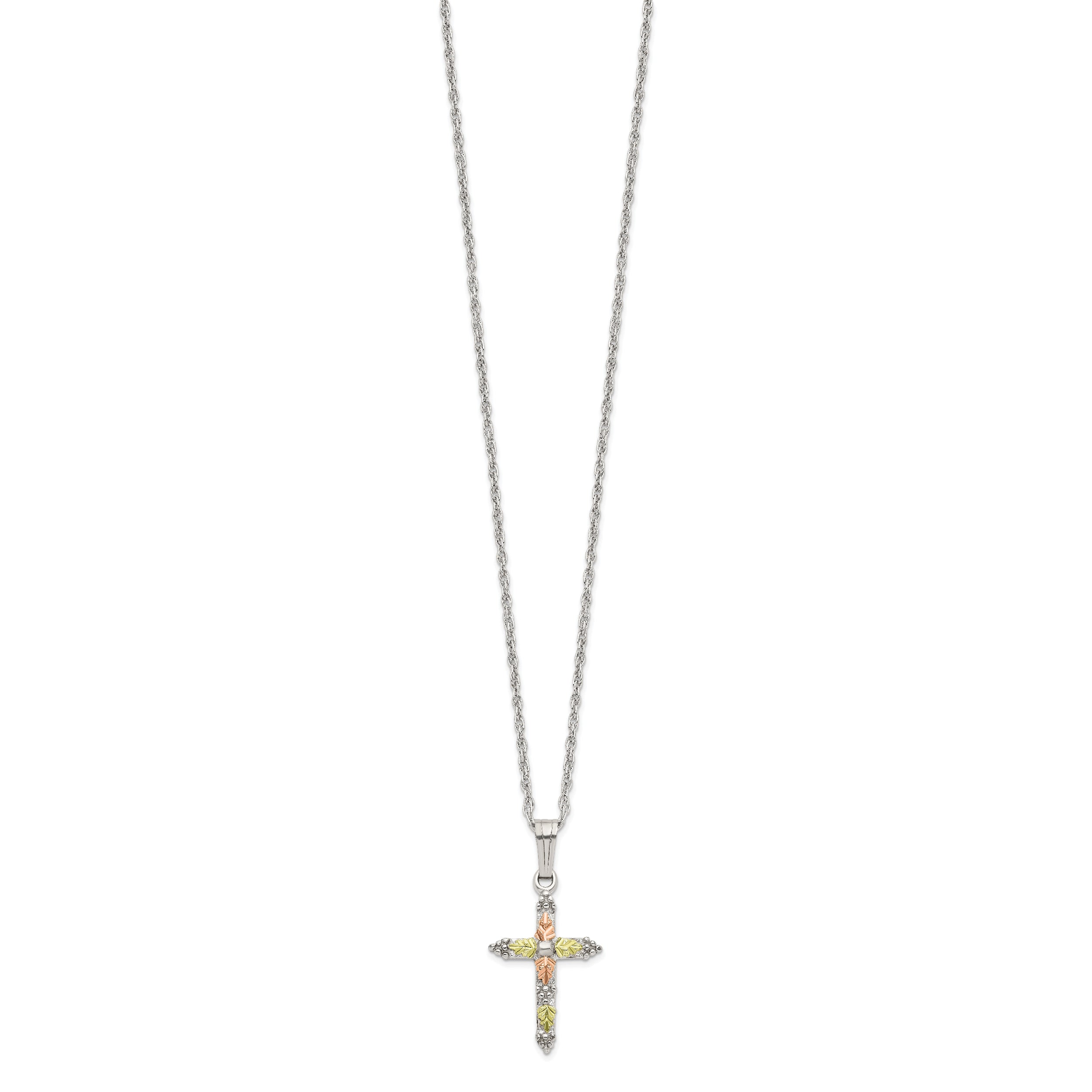 Sophia Jewelers Sterling Silver & 12K Gold Cross Necklace Elegant Gift-Ready Design