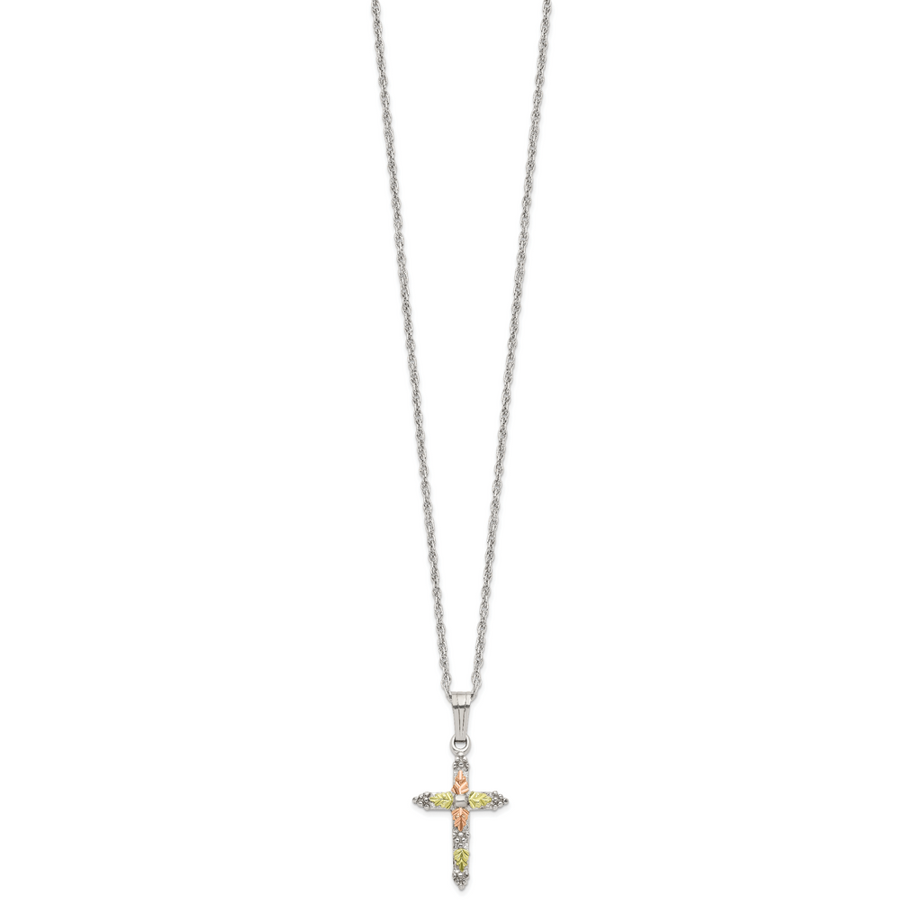 Sophia Jewelers Sterling Silver & 12K Gold Cross Necklace Elegant Gift-Ready Design