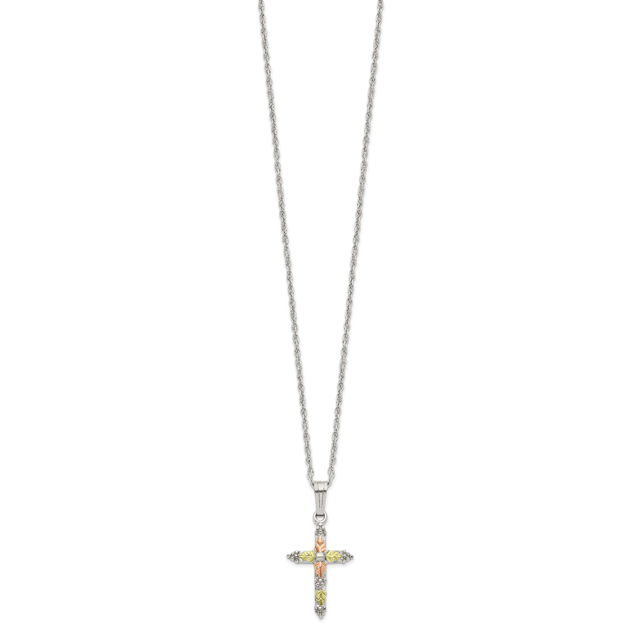 Sophia Jewelers Sterling Silver & 12K Gold Cross Necklace Elegant Gift-Ready Design