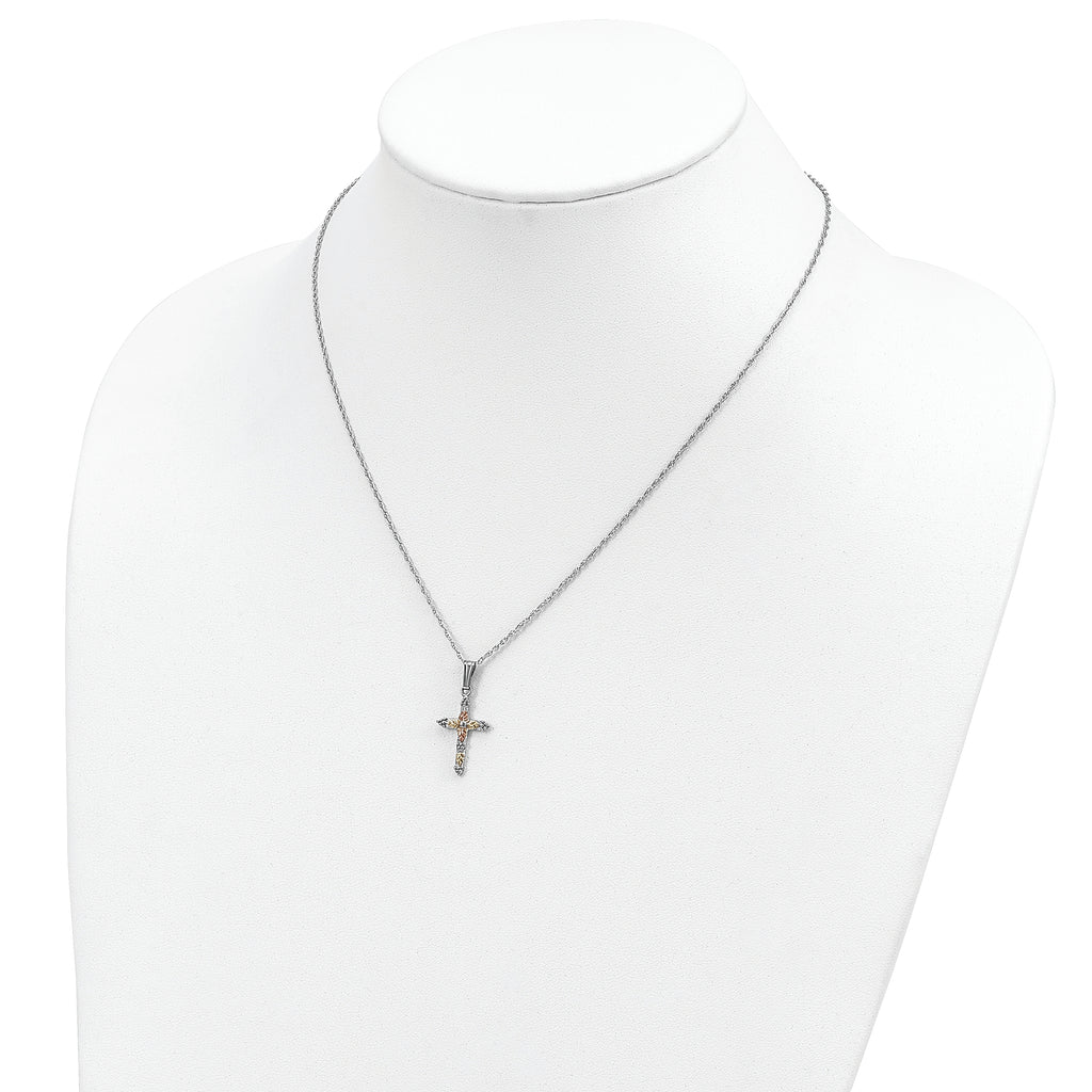 Sophia Jewelers Sterling Silver & 12K Gold Cross Necklace Elegant Gift-Ready Design