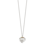 Sterling Silver 12K Gold Horse Heart Necklace with Rhodium Finish