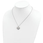 Sterling Silver 12K Gold Heart Horse Necklace with Rhodium Plating